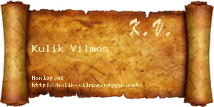 Kulik Vilmos névjegykártya